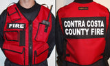 Custom Red Fire Vest with pockets by TheVestGuy.com