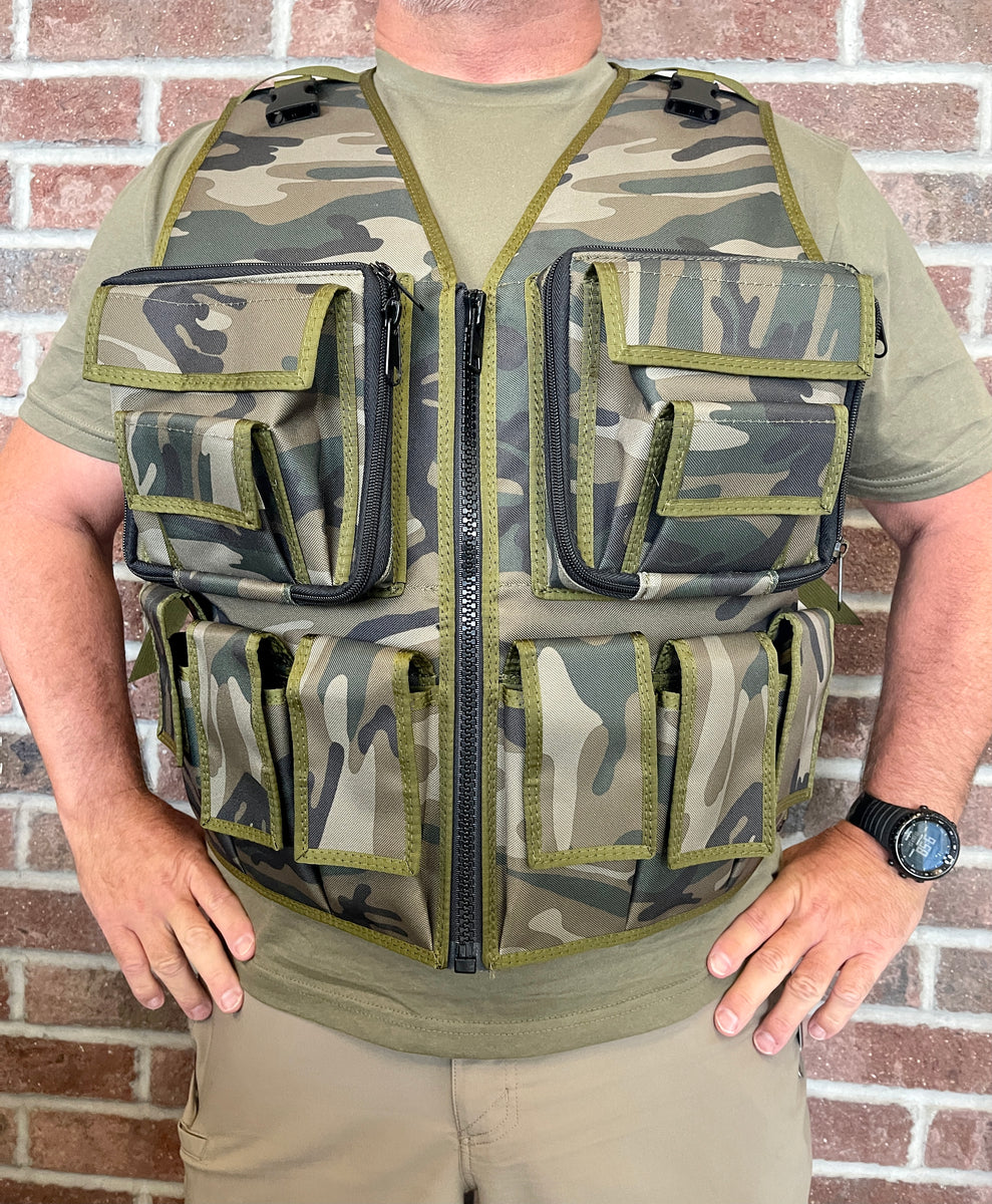 GREEN VIPER TACTICAL VEST WITH 7 POCKETS AND HOLSTER