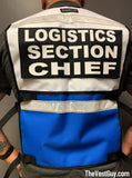 Two Tone Safety Reflective Vest Incident Command, Logistics Section Chief reflective vest by The Vest Guy, White and blue reflective vest