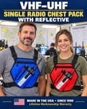 SINGLE VHF-UHF RADIO CHEST PACK WITH REFLECTIVE