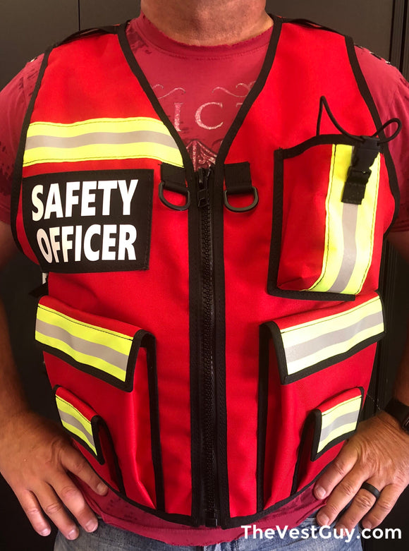 Red Safety Officer Reflective Vest by The Vest Guy