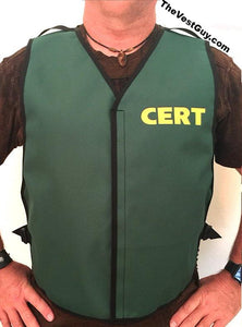 Custom green CERT vest with adjustable sides