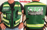Green and Yellow Vest with pockets reflective and CERT logo