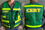 Green and Yellow CERT Vest with pockets and reflective