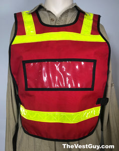 Red Pull Over Vest with Yellow Reflective by The Vest Guy