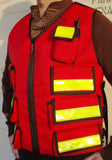 Red pocket vest with reflective