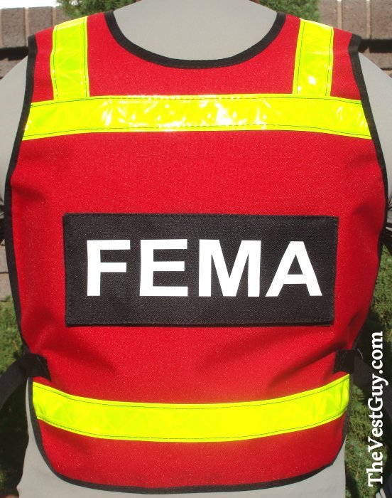 red and yellow SAR FEMA pullover reflective vest
