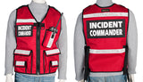 Red Incident Commander Reflective Vest with name tags